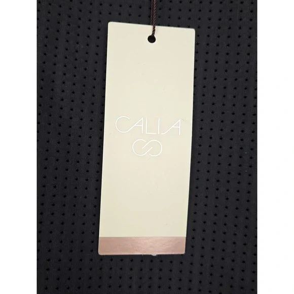 CALIA Womens Open Mesh Mock Neck Tank Top Black Workout Athletic Small Gym New - Picture 11 of 13